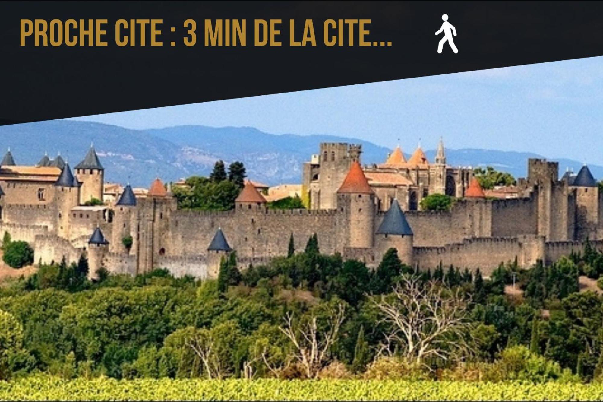 Les Gites De Laure - L'Or Vert, Appartement Avec Vue Sur Le Chateau, Parking Prive, Climatisation, Netflix, A 160 M De La Cite Medievale Carcassone Exterior photo